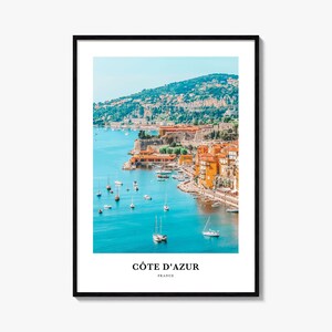Cote d’Azur Print Nr. 2, Cote d’Azur Fotoposter, Cote d’Azur Reisewandkunst, Cote d’Azur Kartendruck, Cote d’Azur Fotografie Druck, Frankreich