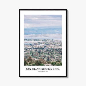 Stampa Bay Area n. 2, poster fotografico della Bay Area di San Francisco, arte murale di viaggio di San Francisco, mappa di San Francisco, California, USA