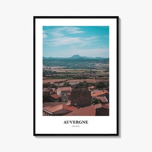 Impresión de Auvernia, Cartel fotográfico de Auvernia, Arte de pared de viajes de Auvernia, Impresión de mapas de Auvernia, Impresión de fotografía de Auvernia, Auvernia, Francia