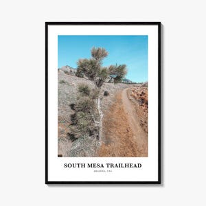 Impression du début du sentier South Mesa, affiche photo du début du sentier South Mesa, art mural voyage South Mesa Trailhead, carte du début du sentier South Mesa, Arizona, États-Unis