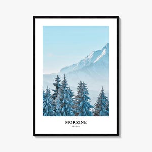 Impresión de Morzine, cartel fotográfico de Morzine, arte de la pared de viaje de Morzine, impresión de mapas de Morzine, impresión de fotografía de Morzine, decoración de la pared de Morzine, Francia