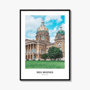 Des Moines impression n° 1, affiche photo Des Moines, art mural voyage Des Moines, impression carte Des Moines, impression photographie Des Moines, Iowa, États-Unis