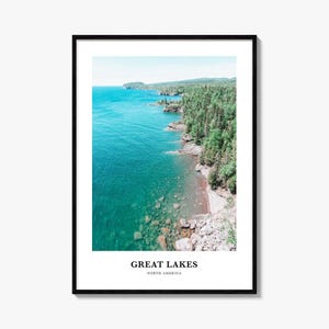 Great Lakes Print, Great Lakes Photo Poster, Great Lakes Travel Wall Art, Great Lakes Map Print, Great Lakes Photography, North America