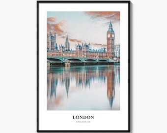 Impresión fotográfica de Londres, póster de viaje al Reino Unido, arte mural de Inglaterra, decoración de Westminster