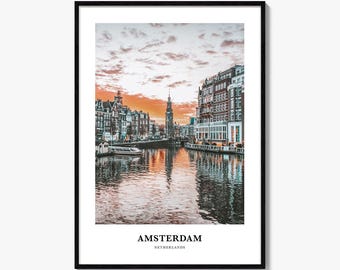 Amsterdam Fotografie Druck: Lebendige Reise Wandkunst