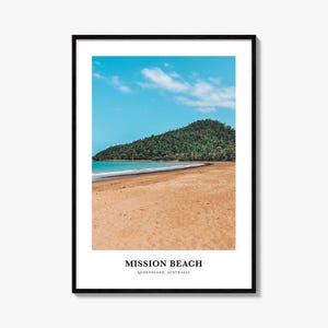 Mission Beach Print Queensland, Mission Beach Fotoposter, Mission Beach Reisewandkunst, Mission Beach Karte, Mission Beach, Australien