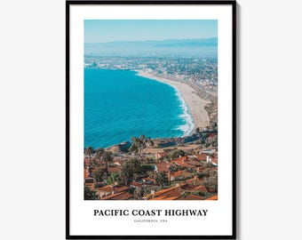 Pôster fotográfico colorido com estampa da Pacific Coast Highway, arte de parede para viagem, decoração para casa.