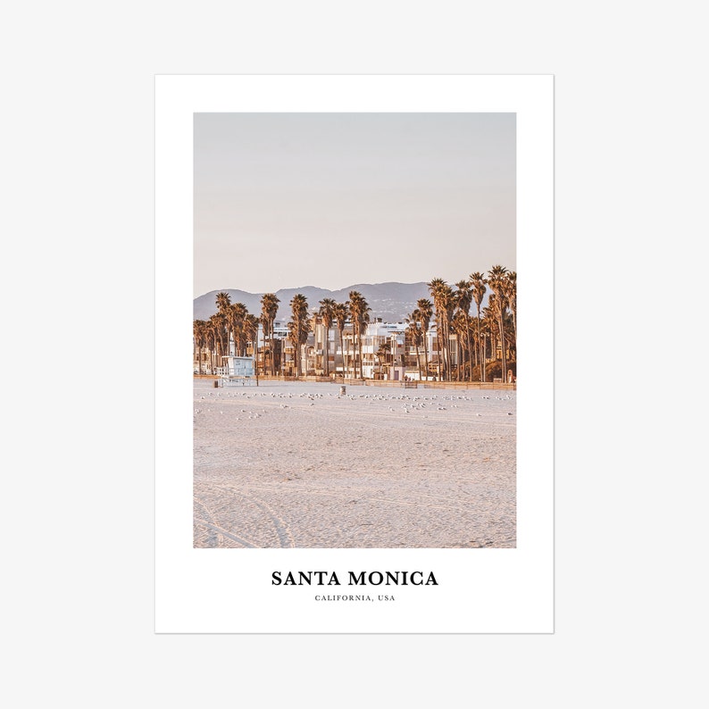 Santa Monica Print, Santa Monica Foto Poster, Santa Monica Reise Wandkunst, Santa Monica Karte Print, Santa Monica Print, Kalifornien, USA Bild 2