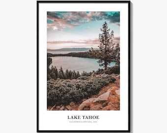 Lake Tahoe Print No 1, Lake Tahoe Photo Poster, Lake Tahoe Travel Wall Art, Lake Tahoe Map, Lake Tahoe Photography, California/Nevada, USA