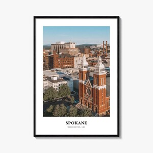 Spokane print, Spokane fotoposter, Spokane reizen muurkunst, Spokane kaart print, Spokane fotografie print, Spokane decor, Washington (VS)