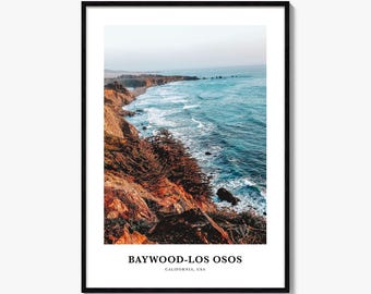 Impresión de Baywood Los Osos, póster fotográfico de Baywood-Los Osos, arte mural de viaje de Baywood-Los Osos, impresión de mapa de Baywood, fotografía, California, EE. UU.