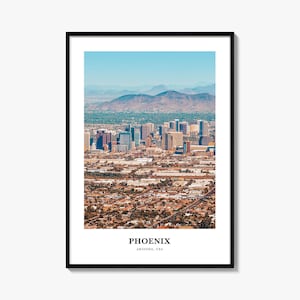 Impressão de Phoenix nº 2, pôster fotográfico de Phoenix, arte de parede de viagem de Phoenix, impressão de mapa de Phoenix, fotografia de Phoenix, decoração de parede de Phoenix, Arizona, EUA