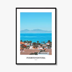 Impresión de Fuerteventura, póster fotográfico de Fuerteventura, arte mural turístico de Fuerteventura, impresión de mapa de Fuerteventura, fotografía de Fuerteventura, España