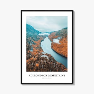 Adirondack Mountains Print, Adirondack Photo Poster, Adirondack Travel Wall Art, Adirondack Map Print, Adirondack Photography, New York, USA