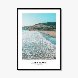 Impression de la plage d'Avila, affiche photo de la plage d'Avila, art mural de voyage d'Avila Beach, impression de carte de la plage d'Avila, photographie de la plage d'Avila, Californie, États-Unis
