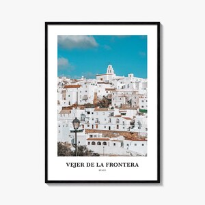 Impresión de Vejer de la Frontera, Cartel fotográfico de Vejer de la Frontera, Arte de pared de viaje de Vejer de la Frontera, Impresión de mapas de Vejer de la Frontera, España