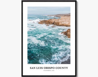 Impresión fotográfica del condado de San Luis Obispo, póster de viaje de California, arte mural de la costa del Pacífico