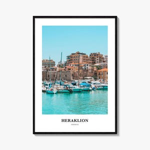 Impresión de Heraklion, póster fotográfico de Heraklion, arte mural turístico de Heraklion, impresión de mapa de Heraklion, impresión fotográfica de Heraklion, Heraklion, Grecia