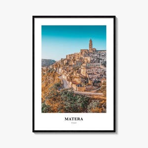 Impressão de Matera, pôster fotográfico de Matera, arte de parede de viagem de Matera, impressão de mapa de Matera, impressão de fotografia de Matera, decoração de parede de Matera, Itália