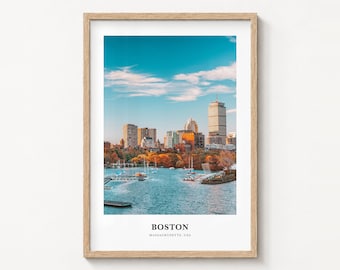 Boston Print, kolorowy plakat ze zdjęciami, sztuka ścienna z podróży, wystrój domu