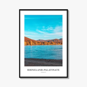 Impressão da Renânia-Palatinado, Pôster fotográfico da Renânia-Palatinado, Arte de parede de viagem da Renânia-Palatinado, Mapa da Renânia-Palatinado, Alemanha