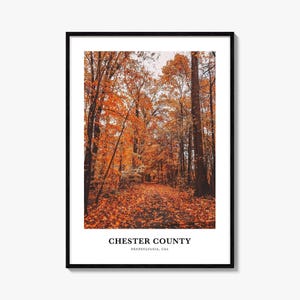 Chester County Print, Chester County Photo Poster, Chester County Travel Wall Art, Chester County Map, Chester County, Pennsylvania, USA