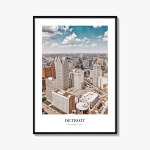 Detroit Print, Detroit Photo Poster, Detroit Travel Wall Art, Detroit Map Print, Detroit Photography, Detroit Wall Décor, Michigan, USA
