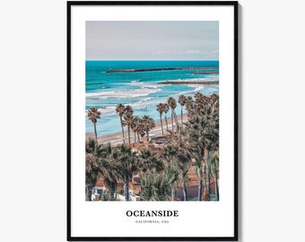 Stampa fotografica Oceanside, poster di viaggio in California, decorazione murale della contea di San Diego, decorazioni USA