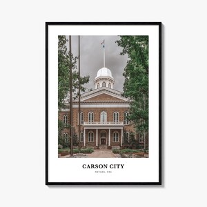 Impressão de Carson City, pôster fotográfico de Carson City, arte de parede de viagem de Carson City, impressão de mapa de Carson City, impressão fotográfica de Carson City, Nevada, EUA