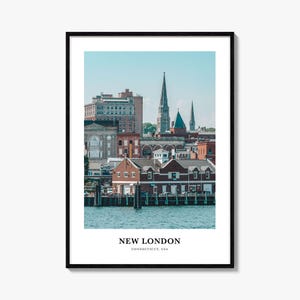 New London print, New London fotoposter, New London Travel Wall Art, New London kaart print, New London fotografie print, Connecticut, VS