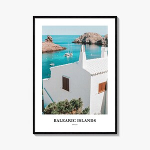 Impresión de las Islas Baleares, Póster fotográfico de las Islas Baleares, Arte mural turístico de las Islas Baleares, Impresión de mapa de las Islas Baleares, Baleares, España