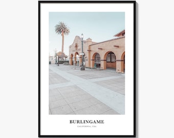 Burlingame Photo Print, California Travel Poster, San Francisco Bay Area Wall Art, US Decor