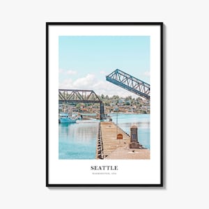 Seattle print nr. 2, Seattle fotoposter, Seattle reizen kunst aan de muur, Seattle kaart, Seattle fotografie, Seattle wanddecoratie, Washington (VS)