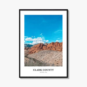 Clark County Druck, Clark County Fotoposter, Clark County Karte Druck, Clark County Fotografie, Nevada, USA
