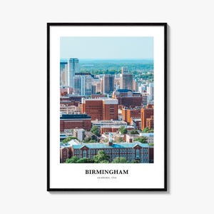 Impresión de Birmingham, Alabama, póster fotográfico de Birmingham, arte mural de viaje de Birmingham, impresión de mapa de Birmingham, impresión fotográfica de Birmingham, EE. UU.
