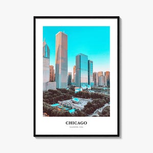 Impression Chicago n° 1, affiche photo Chicago, art mural voyage Chicago, impression carte Chicago, photographie Chicago, décoration murale Chicago, Illinois, États-Unis