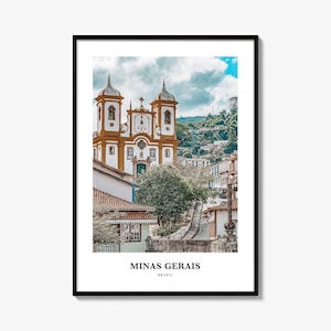 Impresión de Minas Gerais, Cartel fotográfico de Minas Gerais, Arte de pared de viaje de Minas Gerais, Impresión de mapas de Minas Gerais, Impresión de fotografía de Minas Gerais, Brasil