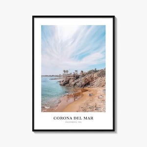 Corona del Mar Print, Corona del Mar Photo Poster, Corona del Mar Travel Wall Art, Corona Map Print, Corona Photography, California, USA