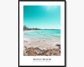 Manly Beach Print, Colorful Photo Poster, Travel Wall Art, Home Decor