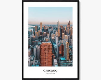 Impresión fotográfica de Chicago, póster de viaje a Illinois, arte mural de Estados Unidos, decoración de la Torre Willis