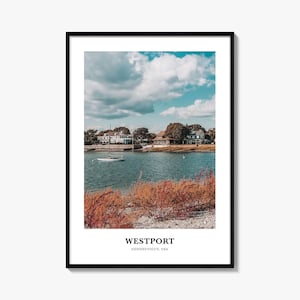 Impresión de Westport Connecticut, póster fotográfico de Westport, arte mural de viaje de Westport, impresión de mapa de Westport, impresión fotográfica de Westport, EE. UU.