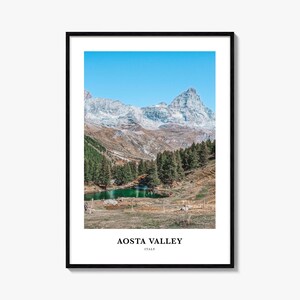 Valle d'Aosta print, Valle d'Aosta fotoposter, Aosta reizen kunst aan de muur, Aosta kaart afdrukken, Aosta fotografie print, Aosta wanddecoratie, Italië