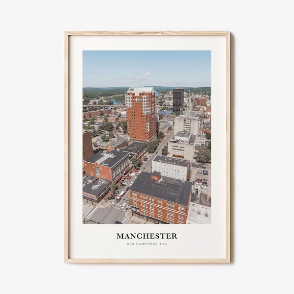 Manchester Print, Manchester Photo Poster, Manchester Travel Wall Art, Manchester Map Print, Manchester Photography, New Hampshire, USA