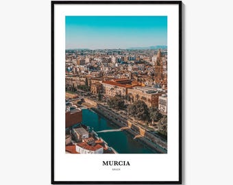 Murcia Fotodruck, Spanien Reise Poster, Segura Fluss Wandkunst, Altstadt Dekor