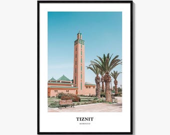Tiznit Photo Print, Morocco Travel Poster, Guelmim-Oued Noun Wall Art, Minaret Plaza Decor