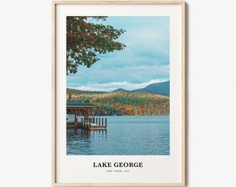 Lake George Print, Lake George Photo Poster, Lake George Travel Wall Art, Lake George Map Print, Lake George Photography, New York, USA