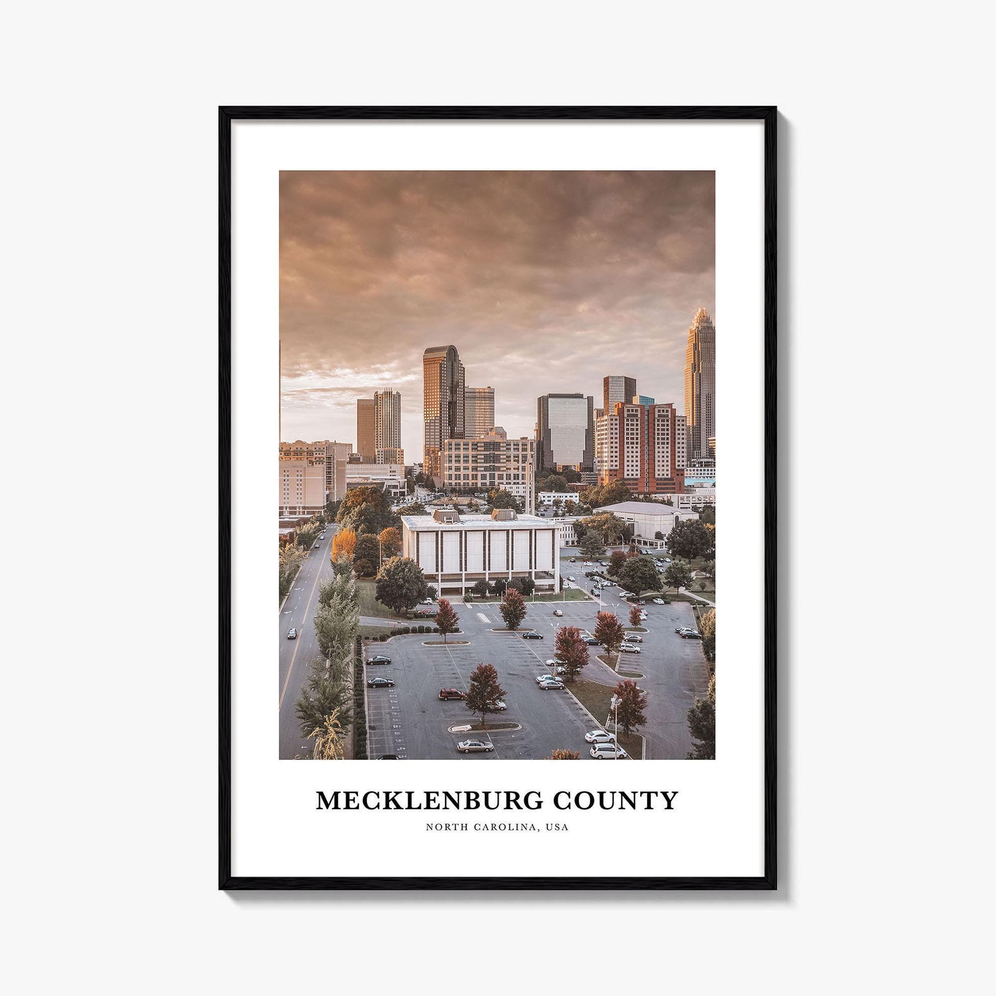 Mecklenburg County Druck, Mecklenburg County Foto Poster, Mecklenburg County Reisewandkunst, Mecklenburg County Karte, North Carolina, USA