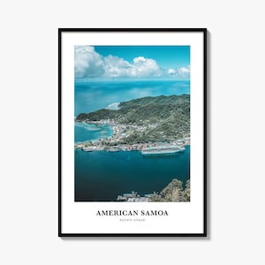 Impressão de Samoa Americana, pôster fotográfico de Samoa Americana, arte de parede de viagem de Samoa Americana, impressão de mapa de Samoa Americana, Samoa Americana, Oceano Pacífico