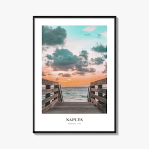 Napels print Florida nr. 1, Napels fotoposter, Napels reizen kunst aan de muur, Napels kaart print, Napels fotografie print, Napels wanddecoratie, Verenigde Staten