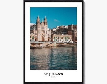 St Julians Print, St. Julian’s Photo Poster, St. Julian’s Travel Wall Art, St. Julian’s Map Print, St. Julian’s Photography Print, Malta